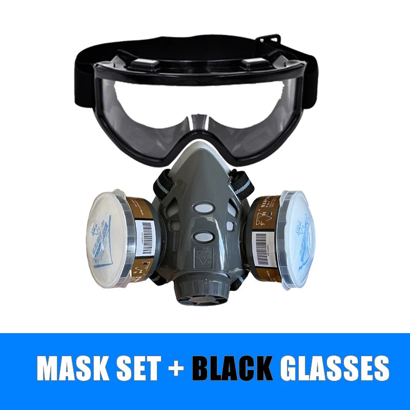 Half Face Dust Gas Chemical Respirator Dual Filters Work Safety Protective Mask For Industrial Spraying Organic Vapor