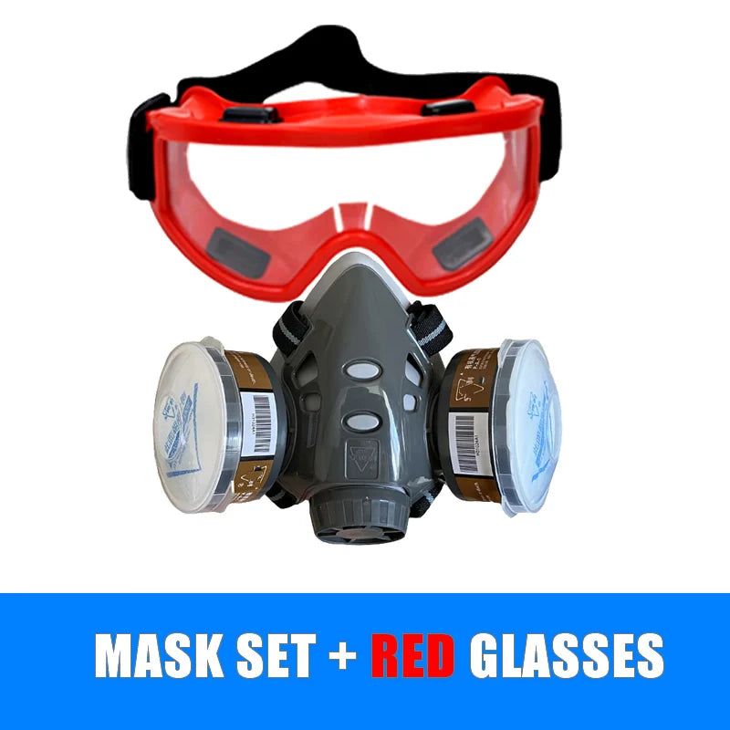 Half Face Dust Gas Chemical Respirator Dual Filters Work Safety Protective Mask For Industrial Spraying Organic Vapor
