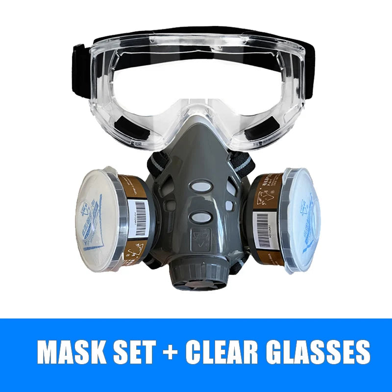 Half Face Dust Gas Chemical Respirator Dual Filters Work Safety Protective Mask For Industrial Spraying Organic Vapor